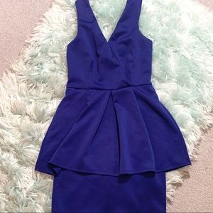 ASOS Electric Heartbreak Blue Peplum Mini Dress 4